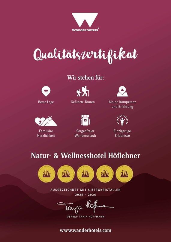 Wanderhotels Qualitätszertifikat
