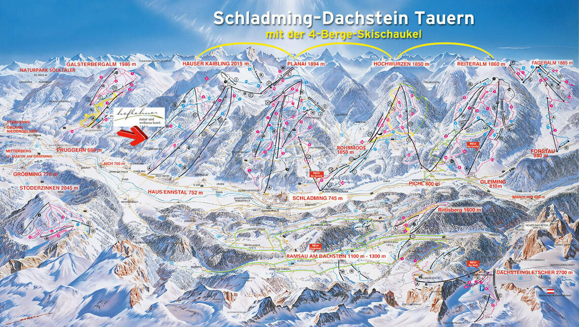 Pistenplan 4-Berge-Skischaukel