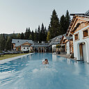 Year-round heated 25m sports pool with crystal clear mountain water